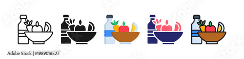 Healthy Food Multiple Style Icon Set Collection. 
