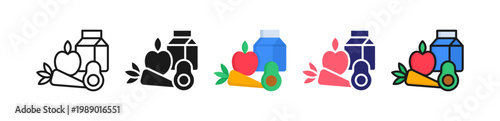 Healthy Eating Multiple Style Icon Set Collection. 