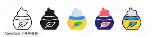Facial Cream Multiple Style Icon Set Collection. 