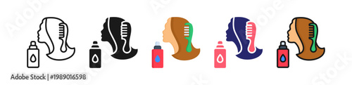 Hair Care Multiple Style Icon Set Collection. 