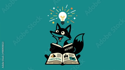 Black dog reading a book.