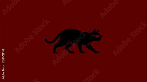 Black silhouette of a walking cat.