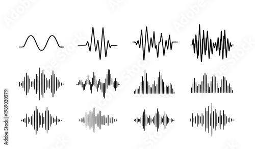 A set of sound wave icons in a minimalist flat design style