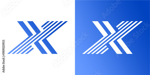Modern 3D-styled X logo icons in blue and white, set against a vibrant gradient blue background. Ideal for branding, social media marketing, digital advertising, corporate identity, and tech-related v