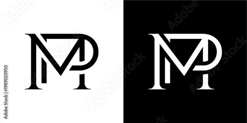 Clean and modern MP letter monogram logo with bold typography, ideal for branding, corporate identity, business cards, and digital marketing. High-contrast design suitable for logos, watermarks, and p