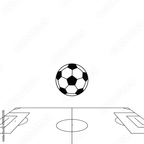 Quadro em tela Soccer ball hovering above a minimalist football field with goalposts