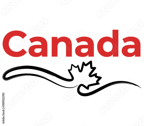 Canada logo with red text and black maple leaf symbol on white background