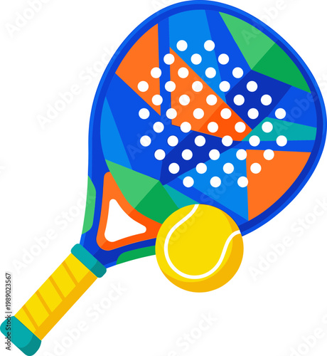 Raket Padel ball illustration