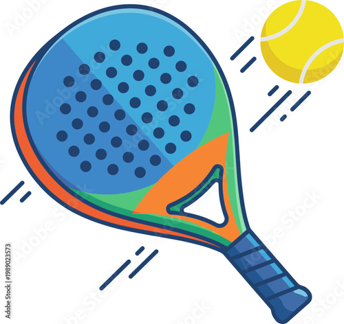 Raket Padel ball illustration
