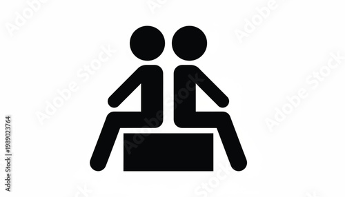 Person icon with two seated figures symbolizing users, teamwork, and social interaction for accessibility design