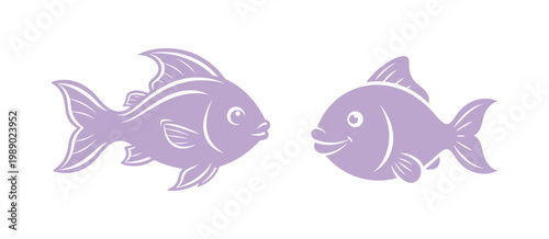 Adorable cartoon fish character in silhouette form, ideal for icons, stickers, or tattoos.