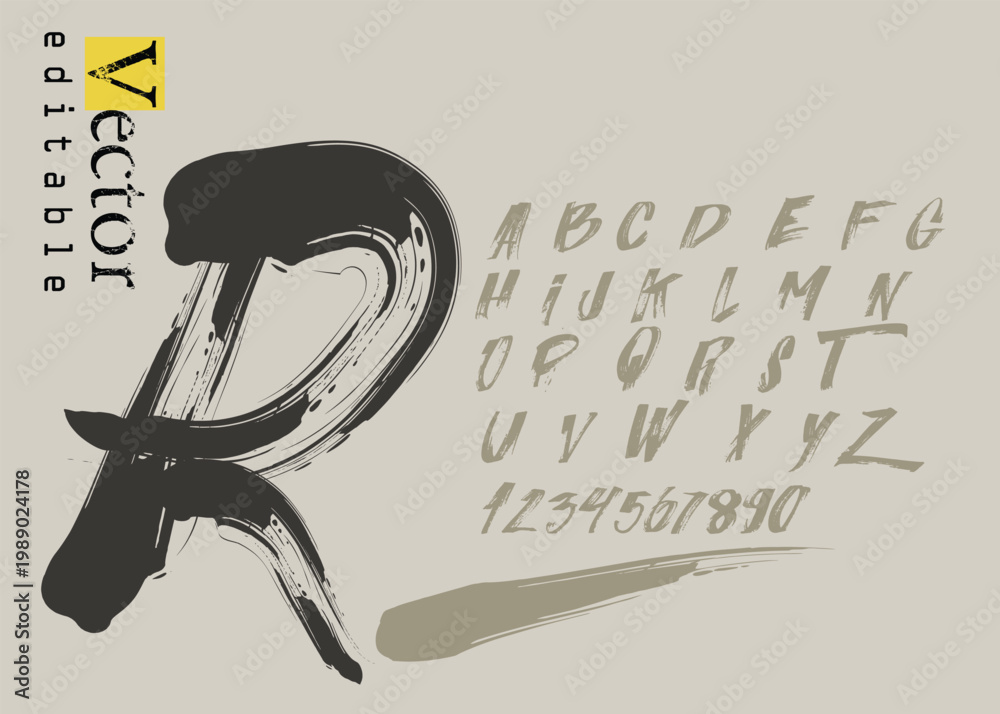 Obraz premium Brush painted Alphabet characters typography, Brush painted number, brush strokes letter R, R Font brush stroke art, drawn R letters Logo, Brushstroke Letter Logo
