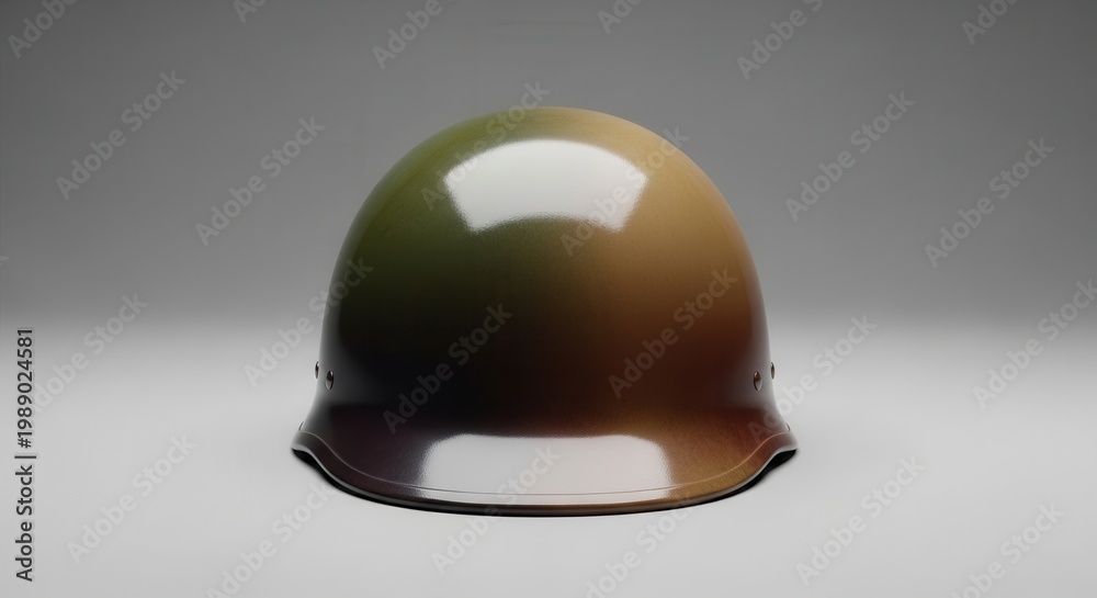 Fototapeta premium Striking digital rendition of a protective military helmet showcasing a unique camouflage gradient