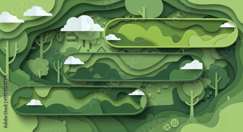 Earth day celebration and Earth protection awareness with green nature landscape illustration