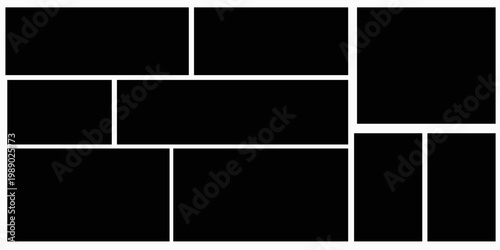 Template photo collage vector 8 pictures. Blank style moodboard, album, photo frame mockup for memory and portfolio.