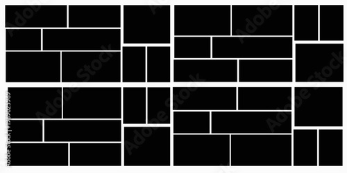 Template photo collage vector 8 pictures. Blank style moodboard, album, photo frame mockup for memory and portfolio.