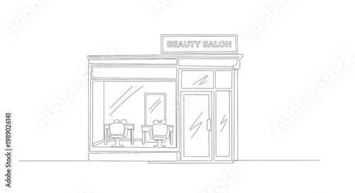 Beauty Salon Exterior Sketch - Minimalist Line Art