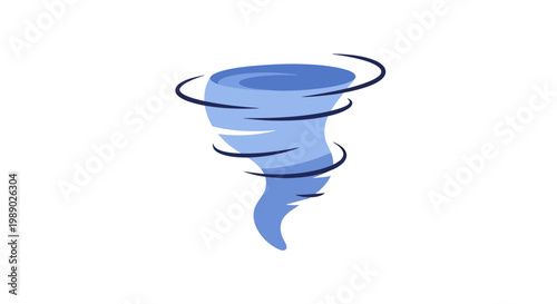 Blue Tornado Swirling on White Background
