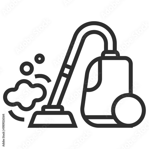 Vacuum Cleaner Icon: A modern vector illustration featuring a sleek vacuum cleaner in action, efficiently cleaning up dirt and debris. 