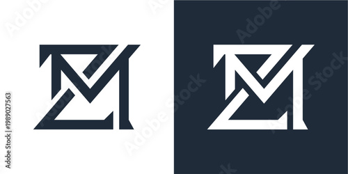 Clean and modern monogram logo Z  featuring a stylized geometric M letter in flat design. Ideal for corporate branding, business identity, logo templates, and digital marketing projects with a sleek, 