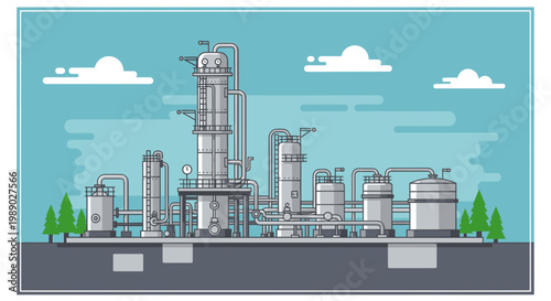 Industrial factory plant with towers.