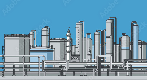 Industrial factory complex with smokestacks 1.