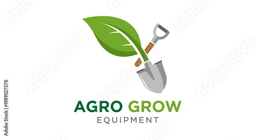 Green leaf with shovel logo graphic.