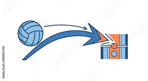 Volleyball Hitting The Block Shot.