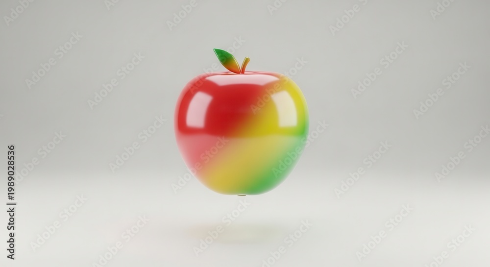 Obraz premium Vibrant gradient apple rendering with glossy finish floating elegantly in a pristine studio setting