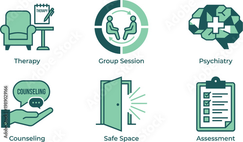 Mental health professionals conduct group therapy session in safe space