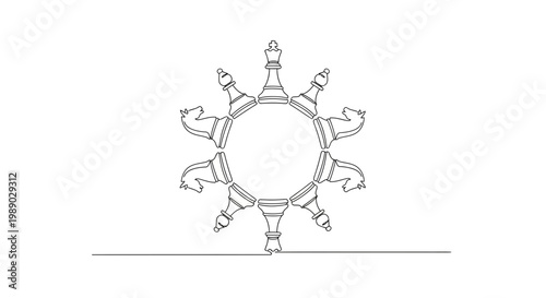 Chess Pieces Arranged in Circle