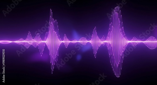 Vibrant purple sound wave on dark background
