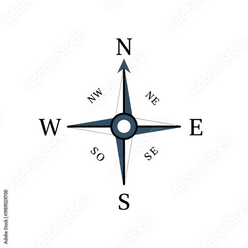 Compass Rose Directional Navigation Tool Isolated