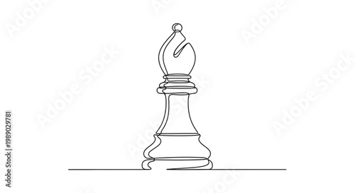 Continuous Line Drawing of a Chess Bishop Piece
