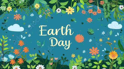A colorful illustration featuring the text 'earth day' on a beautifully designed greeting card. Perfect for celebrating and promoting environmental awareness and sustainability!