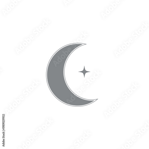 Crescent Moon and Star Graphic Icon