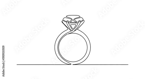 Diamond Ring Line Art - Engagement, Love, Luxury