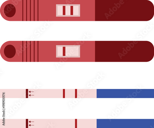 Pregnancy test positive and negative result set illustration, medical diagnostic tool for fertility and health concepts.