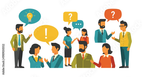 People communicating with speech bubbles for business concepts