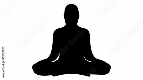 Black silhouette vector of a person sitting in meditation on a white background