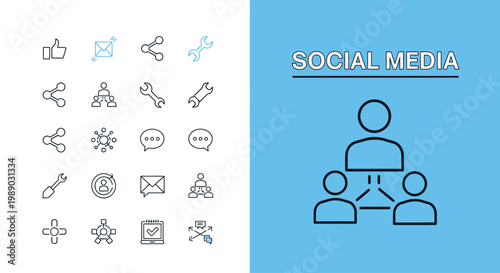 Social media icons for online communication.
