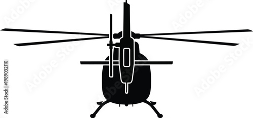 black helicopter silhouette with white outline on clean background for design and editorial use
