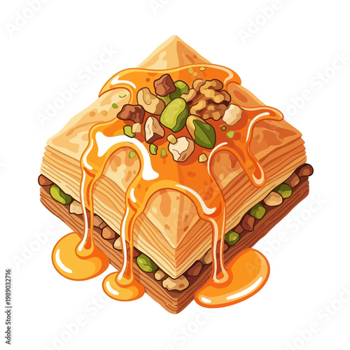 Delicious Baklava Dessert Topped with Honey and Nuts - Sweet Pastry
