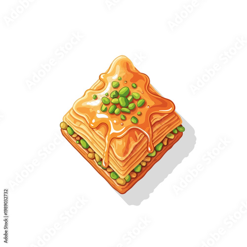 Delicious Baklava Dessert with Pistachios and Honey Drizzle