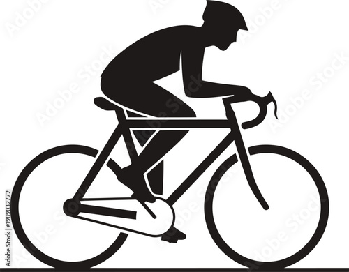 Professional cyclist riding a bicycle in a racing position on a white background