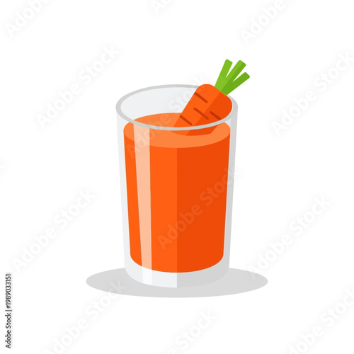 Fresh Carrot Juice in Glass with Carrot Garnish