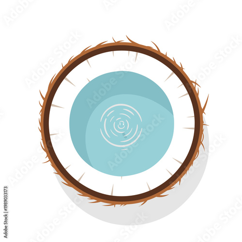 Fresh Coconut Halved with Water and Ripples, Tropical Fruit