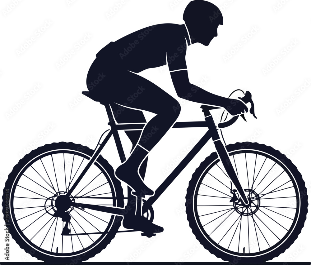 Fototapeta premium man riding bicycle, cyclist silhouette, bike rider, cycling, sports