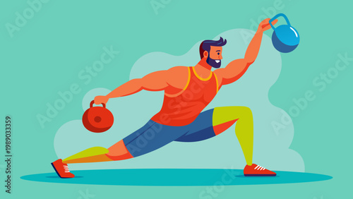 man performs a kettlebell Turkish get up
