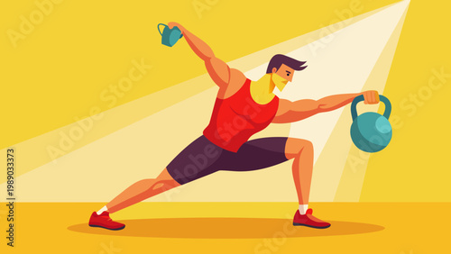 man performs a kettlebell Turkish get up
